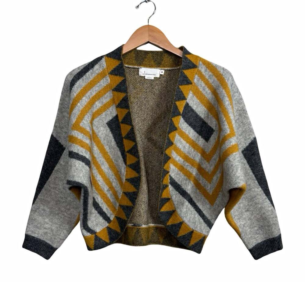 Anthropologie Women’s Geometric Open Front 3/4 Sleeve Cardigan One Size